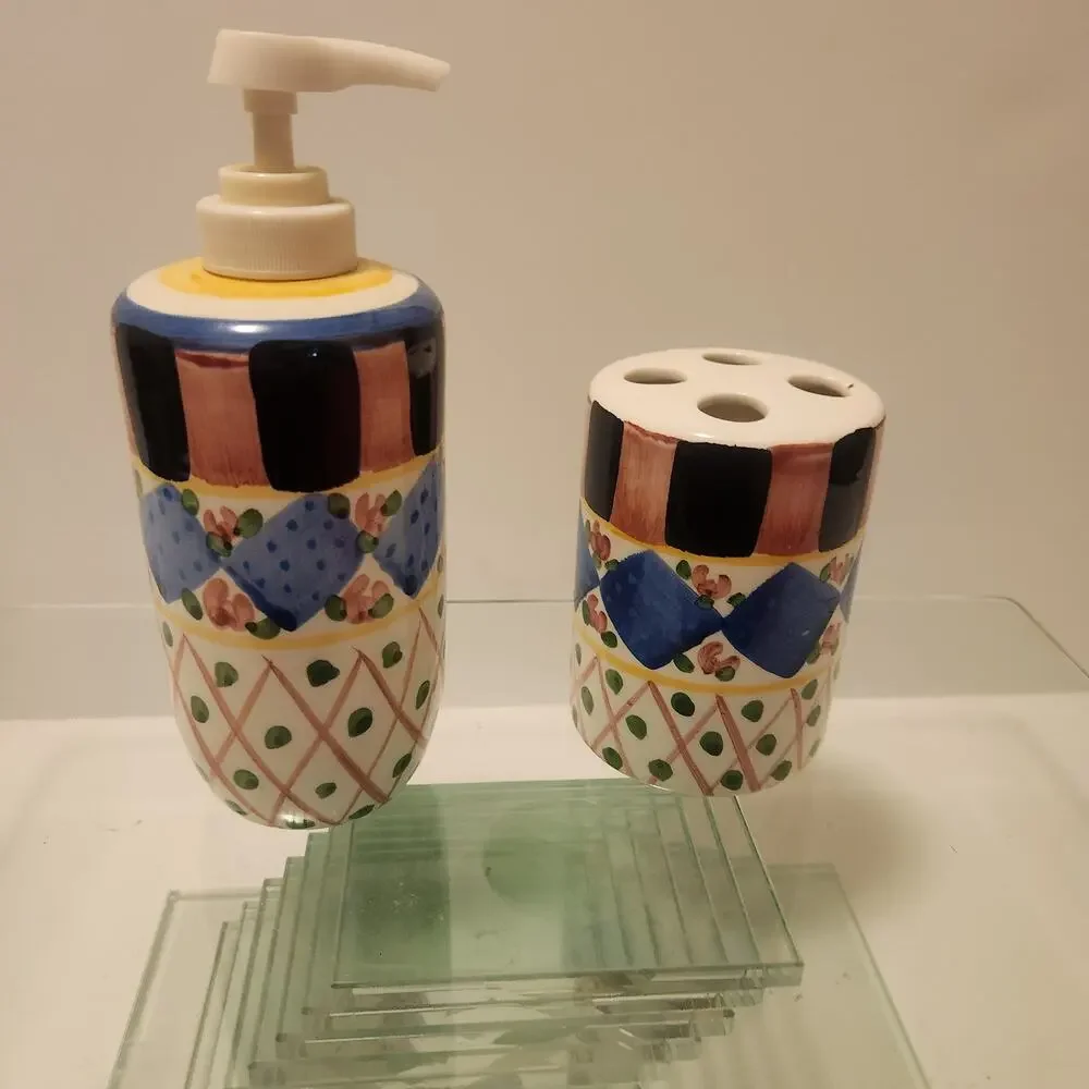 Vintage Bathroom toothbrush holder & Soap Dispenser
